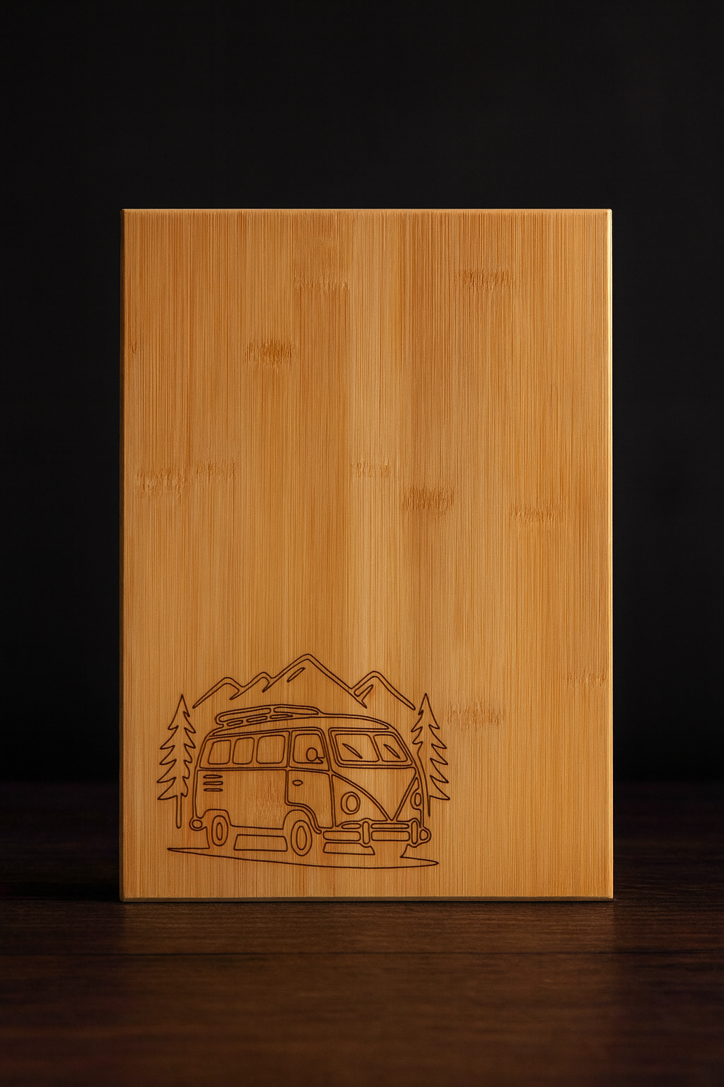 Personalized Bamboo Serving Board – Engraved Volkswagen T1 Camper Van Design — sustainable personalized gift by Laplu